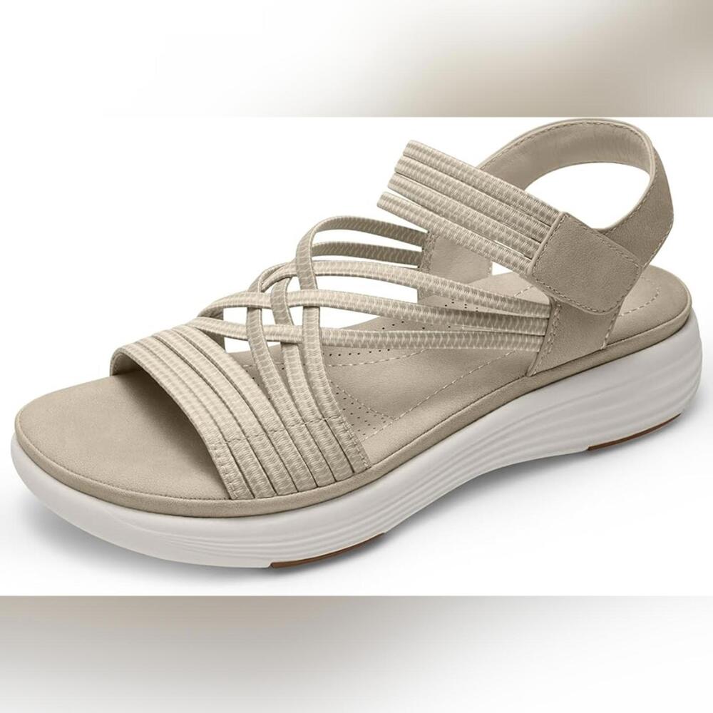 NIB Vilanva Women's Comfortable Walking Sandals with Elastic Strap, Size 8